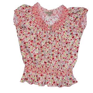 NINE WEST Linen Blend Floral Print Cinched Waist Size L